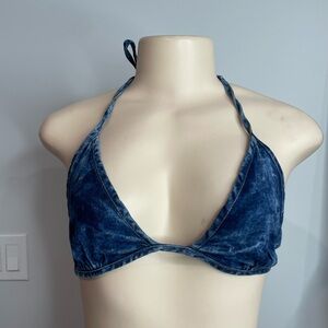 Vintage Jean Dark Blue Tie Dye Halter
Bra Top